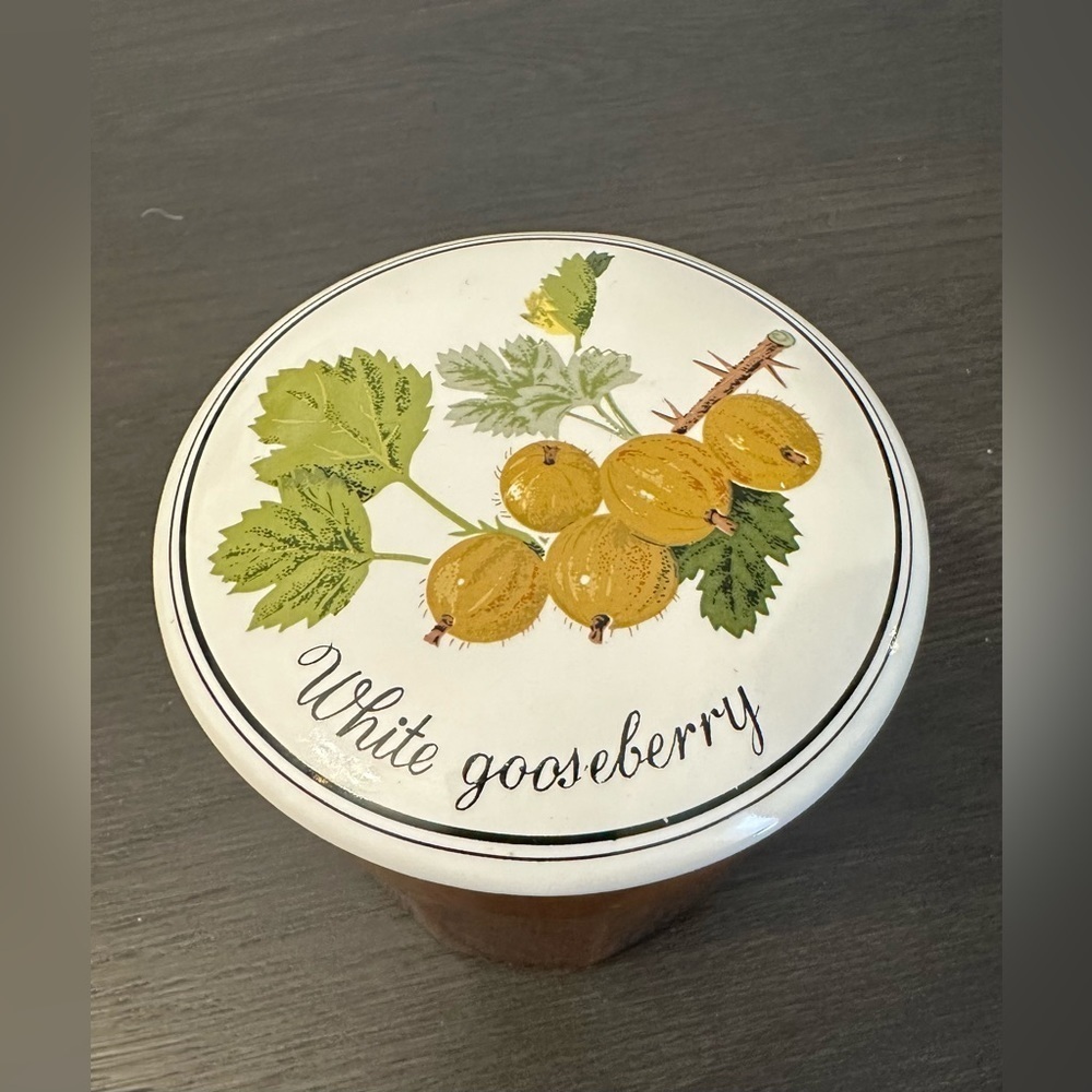 Vintage White Gooseberry Preserves Container by Gailstyn Sutton Jam Jar Ceramic